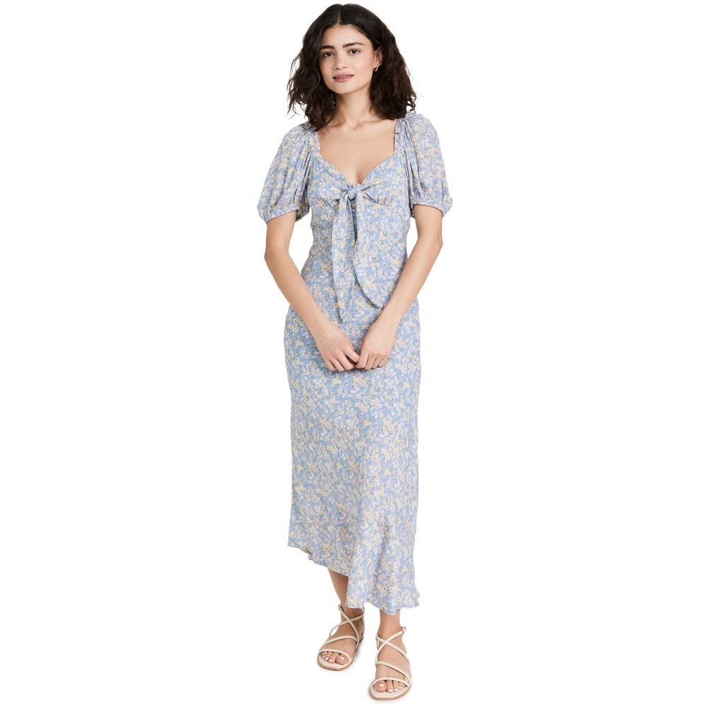 Rahi Carolina Floral Midi Dress in Blue Floral Print Size XS